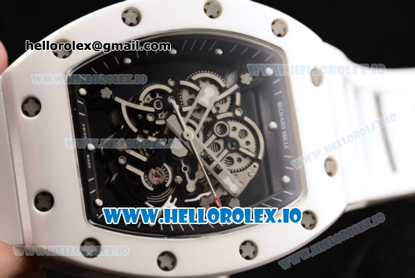 Richard Mille RM 055 Bubba Watson 9015 Automatic Ceramic Case with Black Dial Dots Markers and Rubber Strap - Click Image to Close